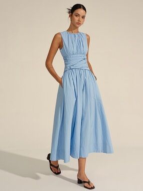 Commense Ruched Waist Maxi Dress size large